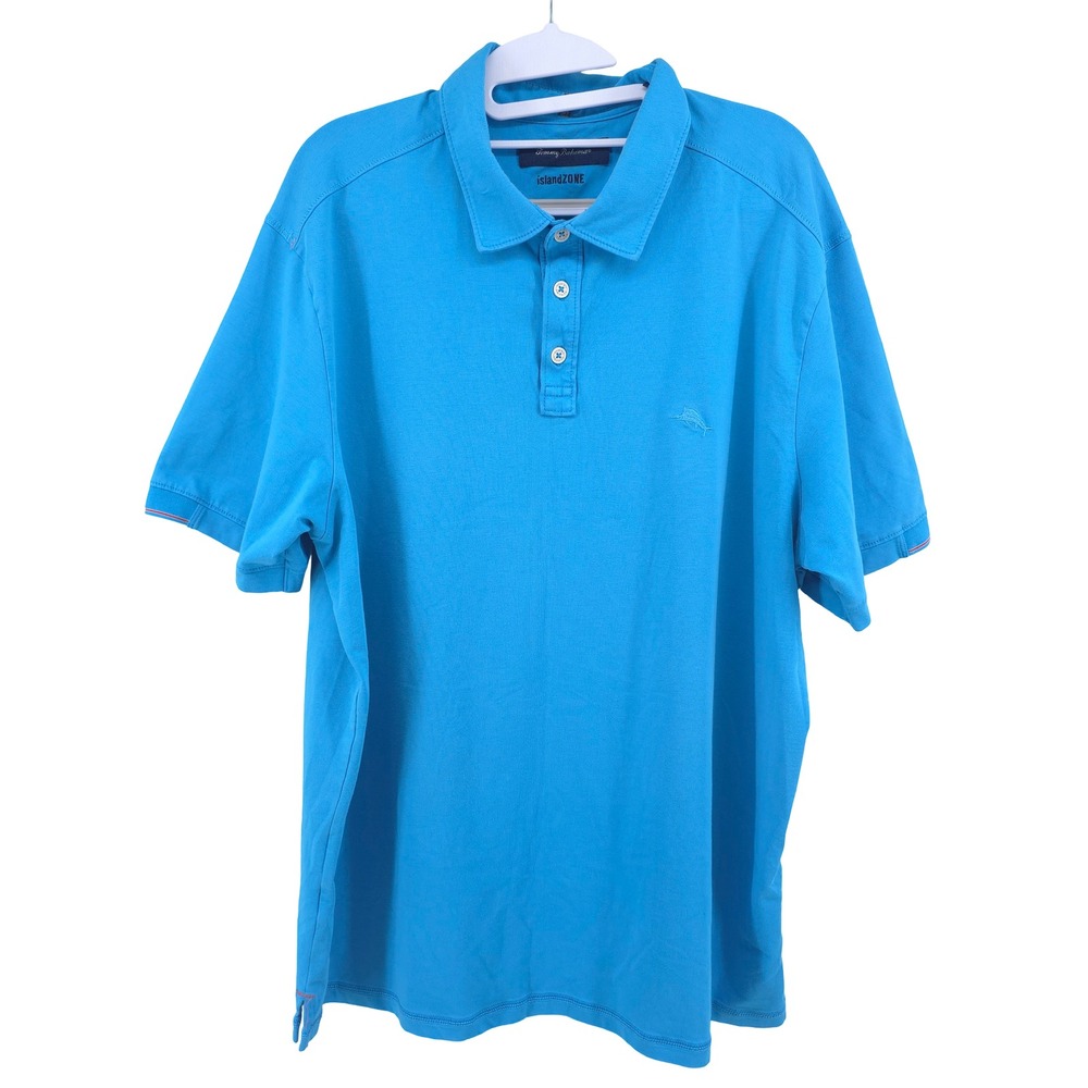 Tommy Bahama Polo Blue Pullover Short Sleeve Cotton Golf Shirt Mens XL